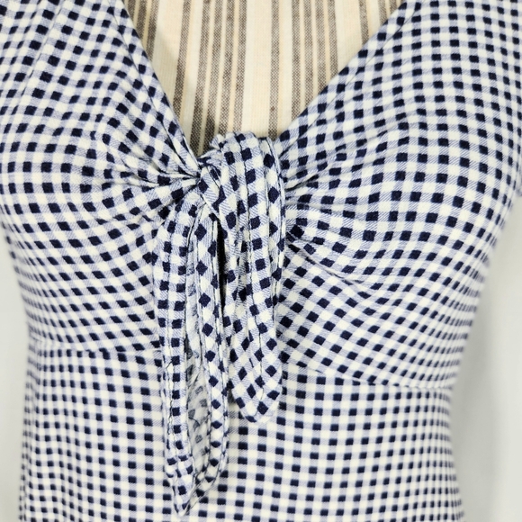 Xhilaration Black Grey White Check Tie Front Short Sleeve Dress Size Medium - Picture 3 of 10